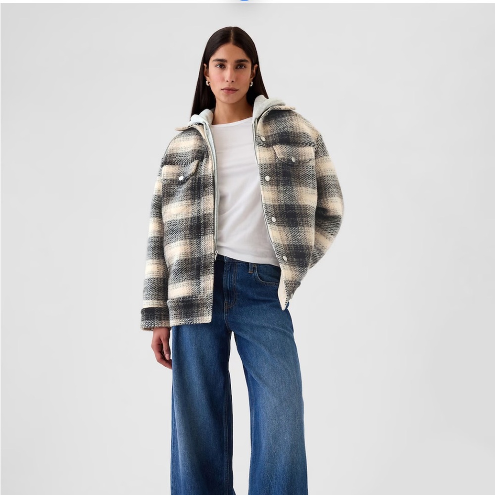 NWT Gap Wool Plaid Shirt Jacket Large